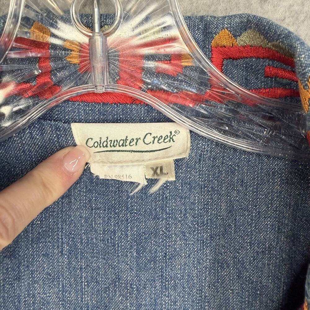 Coldwater Creek Womens Jacket XL Denim Southwestern Embroidered - Picture 12 of 13